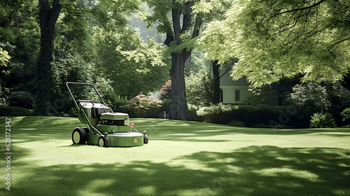 He tends to his lawn, giving it a lush, healthy look.