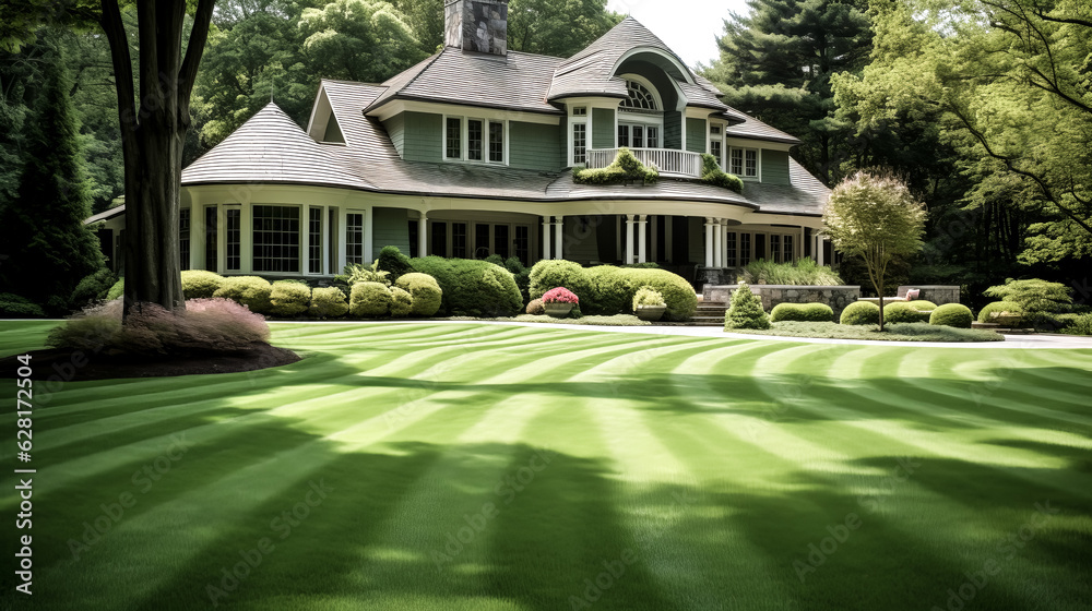 He marvels at the lush, green grass lawn. He marvels at the lush, green grass lawn.