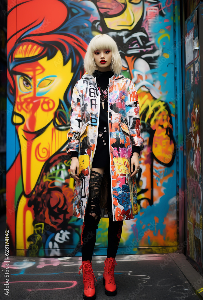 Generative ai young fashionable stylish colorful woman model posing Generative ai young fashionable stylish colorful woman model posing