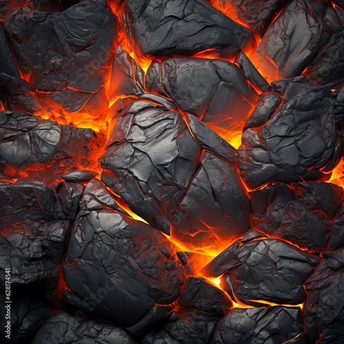 Fiery Volcanic Landscape: A Vision of Boiling Lava | Created with Generative AI