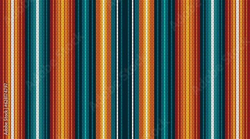 Ethnic textile background. Mexican stripe seamless pattern. Serape mexican blanket. Ornament for Cinco de Mayo fiesta decor. Ethnic, western decor style. Native American Heritage day illustration