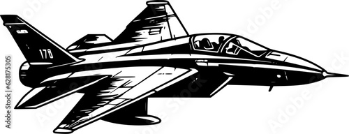 Fighter Jet | Black and White Vector illustration