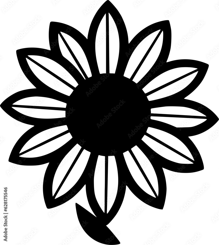 Flower - Black and White Isolated Icon - Vector illustration Flower - Black and White Isolated Icon - Vector illustration