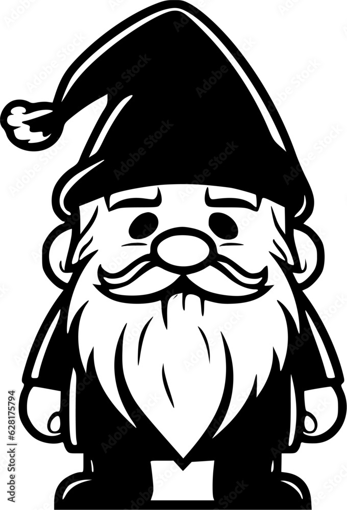 Gnome - Black and White Isolated Icon - Vector illustration Gnome - Black and White Isolated Icon - Vector illustration