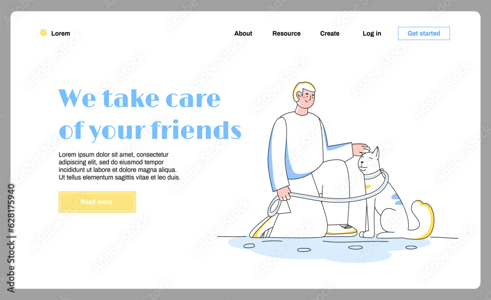 Pet and owner. dog with human playing stroking head. Domestic animals, web page banner. Pet services, veterinary Pet and owner. dog with human playing stroking head. Domestic animals, web page banner. Pet services, veterinary