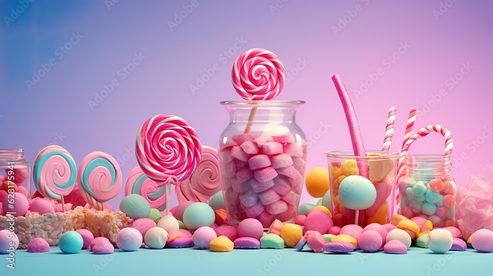 Photo of a delicious candy with copy space, generated by AI