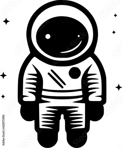 Astronaut - Black and White Isolated Icon - Vector illustration