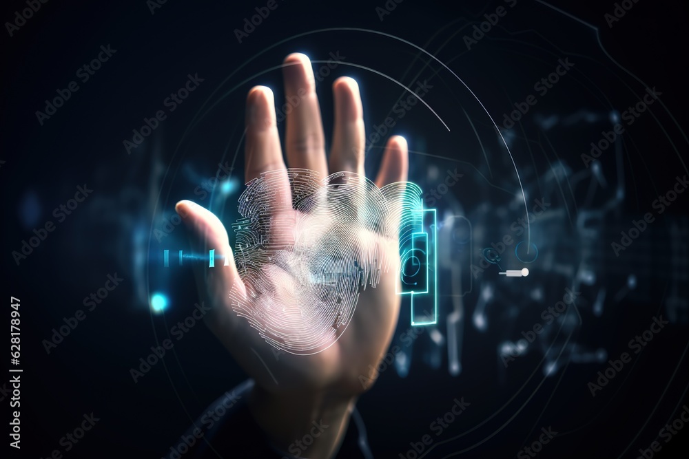 cyber hologram reacting from human touch illustration cyber hologram reacting from human touch illustration