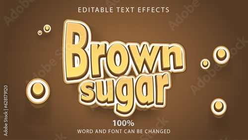 Editable text effect Brown Sugar 3d template style premium vector