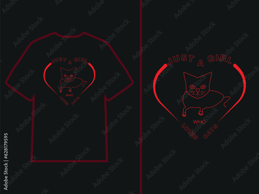 Fototapeta premium Girl loves cats T-shirt design 