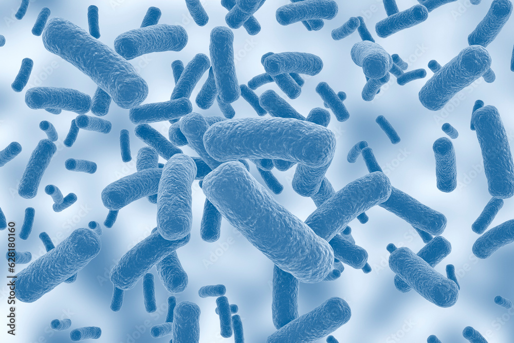 Close up of microscopic blue bacteria cells 3d Close up of microscopic blue bacteria cells 3d