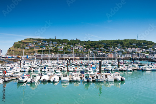 Boats in the harbour at Fecamp Normandy, France photo