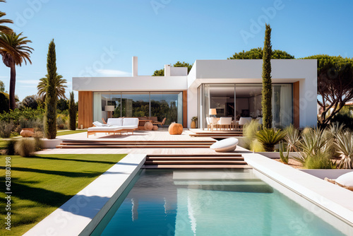 Stampa su tela Luxury modern vacation home with a swimming pool
