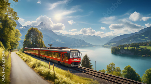 Scenic Mountain Switzerland Train Journey Through Nature