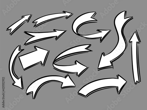 Hand drawn line art doodle style vector arrow collection