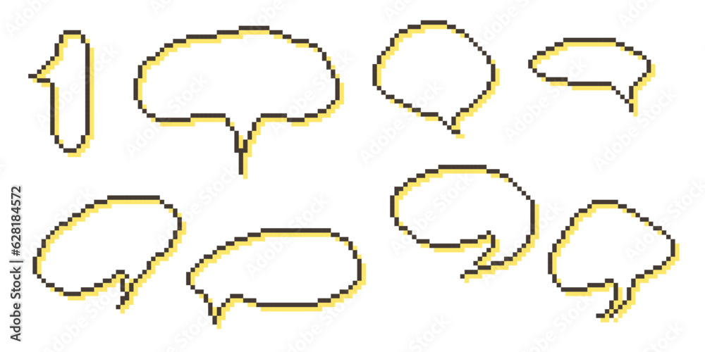 Pixel speech bubble Collection chart dialogue boxes. Retro game 8 bit ...