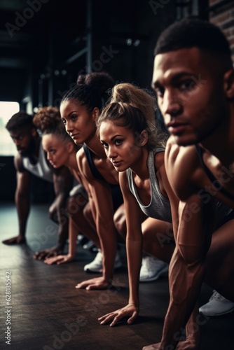 shot of a group of young people working out together