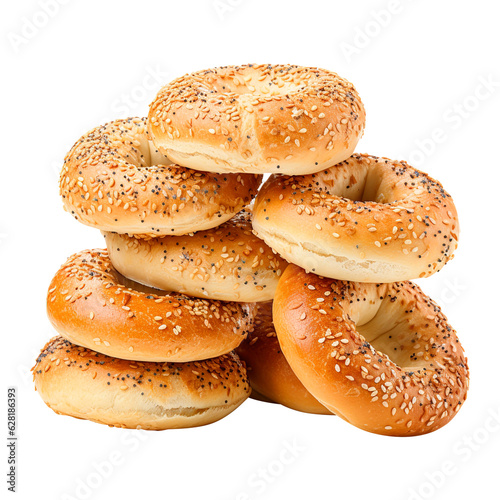 Bagels with sesame seedsie on transparent background Remove png created with Generative AI, Clipping Path