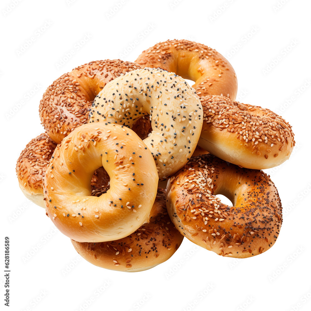 Bagels with sesame seedsie on transparent background Remove png created with Generative AI, Clipping Path Bagels with sesame seedsie on transparent background Remove png created with Generative AI, Clipping Path