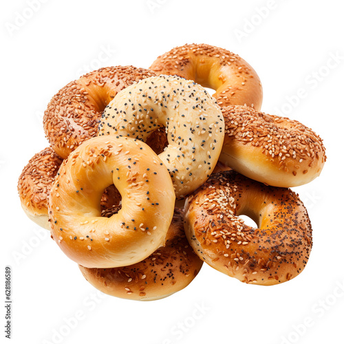Bagels with sesame seedsie on transparent background Remove png created with Generative AI, Clipping Path