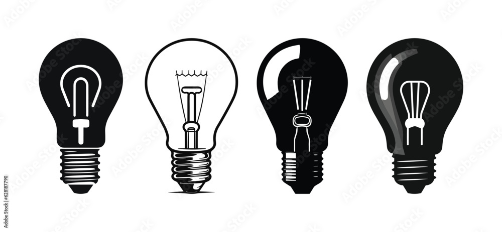 Creative hand drawn light bulb collection vector Creative hand drawn light bulb collection vector