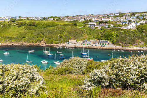 Solva Harbour in the estuary of the River Solva viewed from The Gribin at Solva in the Pembrokeshire Coast National Park, West Wales UK