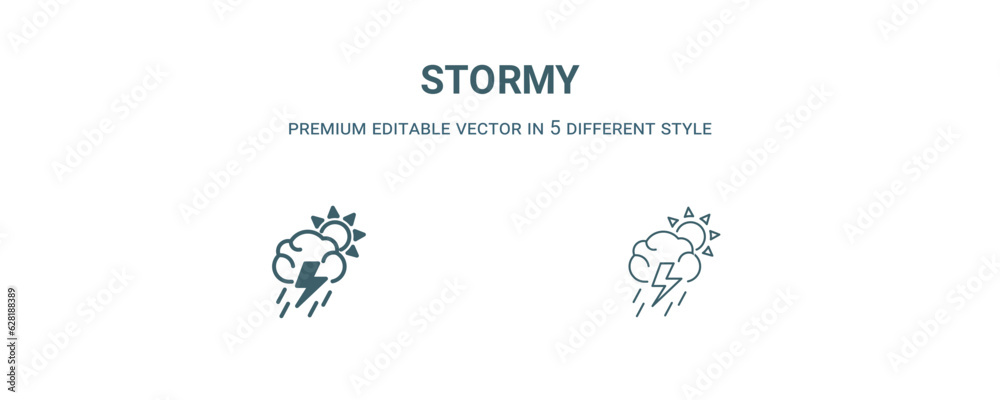 stormy icon. Filled and line stormy icon from weather collection. Outline vector isolated on white background. Editable stormy symbol stormy icon. Filled and line stormy icon from weather collection. Outline vector isolated on white background. Editable stormy symbol