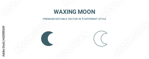 waxing moon icon. Filled and line waxing moon icon from weather collection. Outline vector isolated on white background. Editable waxing moon symbol