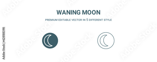 waning moon icon. Filled and line waning moon icon from weather collection. Outline vector isolated on white background. Editable waning moon symbol