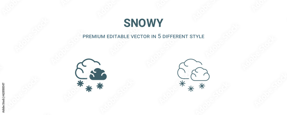 snowy icon. Filled and line snowy icon from weather collection. Outline vector isolated on white background. Editable snowy symbol snowy icon. Filled and line snowy icon from weather collection. Outline vector isolated on white background. Editable snowy symbol