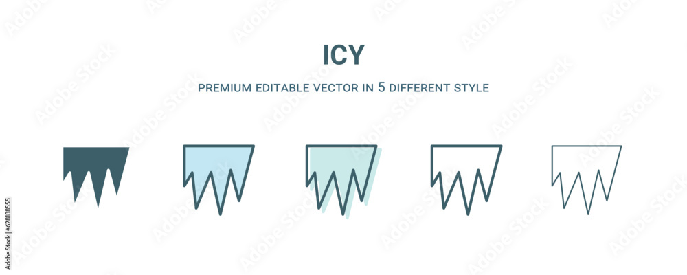 icy icon in 5 different style. Outline, filled, two color, thin icy icon isolated on white background. Editable vector can be used web and mobile