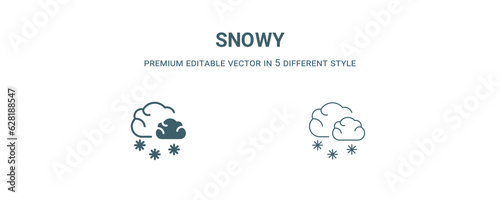 snowy icon. Filled and line snowy icon from weather collection. Outline vector isolated on white background. Editable snowy symbol