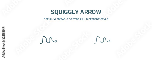 squiggly arrow icon. Filled and line squiggly arrow icon from user interface collection. Outline vector isolated on white background. Editable squiggly arrow symbol