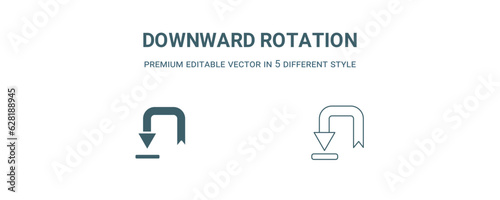 downward rotation icon. Filled and line downward rotation icon from user interface collection. Outline vector isolated on white background. Editable downward rotation symbol
