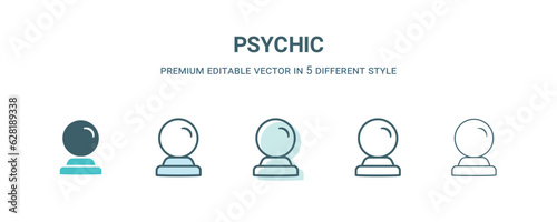 psychic icon in 5 different style. Outline, filled, two color, thin psychic icon isolated on white background. Editable vector can be used web and mobile