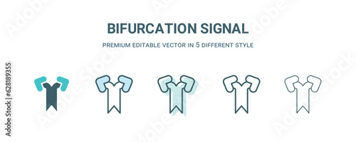 bifurcation signal icon in 5 different style. Outline, filled, two color, thin bifurcation signal icon isolated on white background. Editable vector can be used web and mobile