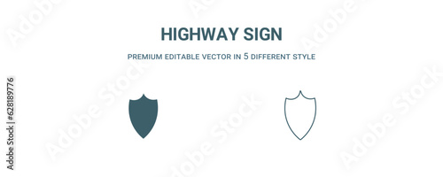 highway sign icon. Filled and line highway sign icon from traffic signs collection. Outline vector isolated on white background. Editable highway sign symbol
