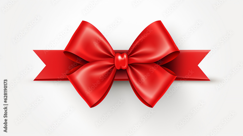 red bow with ribbon on white background made with Generative AI