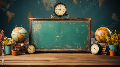 Back to school concept, vintage chalkboard. Generative Ai