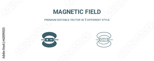 magnetic field icon. Filled and line magnetic field icon from traffic signs collection. Outline vector isolated on white background. Editable magnetic field symbol