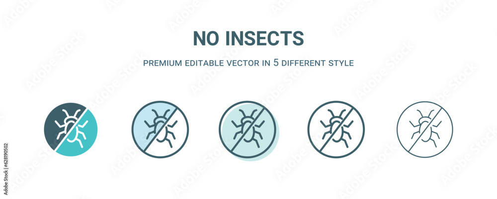no insects icon in 5 different style. Outline, filled, two color, thin no insects icon isolated on white background. Editable vector can be used web and mobile no insects icon in 5 different style. Outline, filled, two color, thin no insects icon isolated on white background. Editable vector can be used web and mobile
