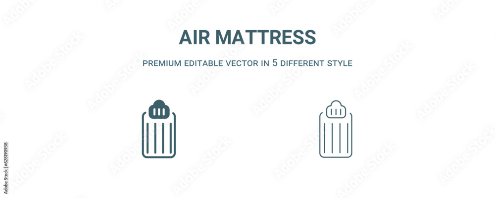 air mattress icon. Filled line air mattress icon from summer collection. Outline vector isolated on white background. Editable air mattress symbol air mattress icon. Filled line air mattress icon from summer collection. Outline vector isolated on white background. Editable air mattress symbol