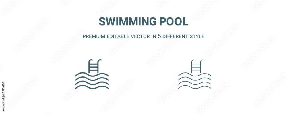 Fototapeta premium swimming pool icon. Filled line swimming pool icon from summer collection. Outline vector isolated on white background. Editable swimming pool symbol