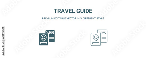 travel guide icon. Filled line travel guide icon from summer collection. Outline vector isolated on white background. Editable travel guide symbol