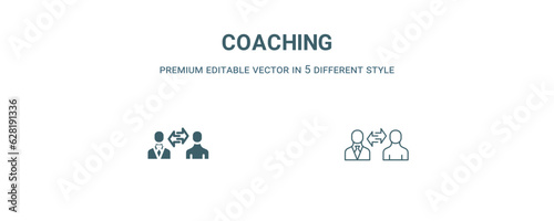 coaching icon. Filled and line coaching icon from strategy collection. Outline vector isolated on white background. Editable coaching symbol