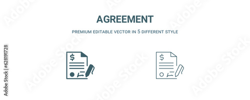 agreement icon. Filled and line agreement icon from strategy collection. Outline vector isolated on white background. Editable agreement symbol