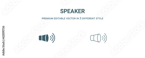 speaker icon. Filled and line speaker icon from strategy collection. Outline vector isolated on white background. Editable speaker symbol
