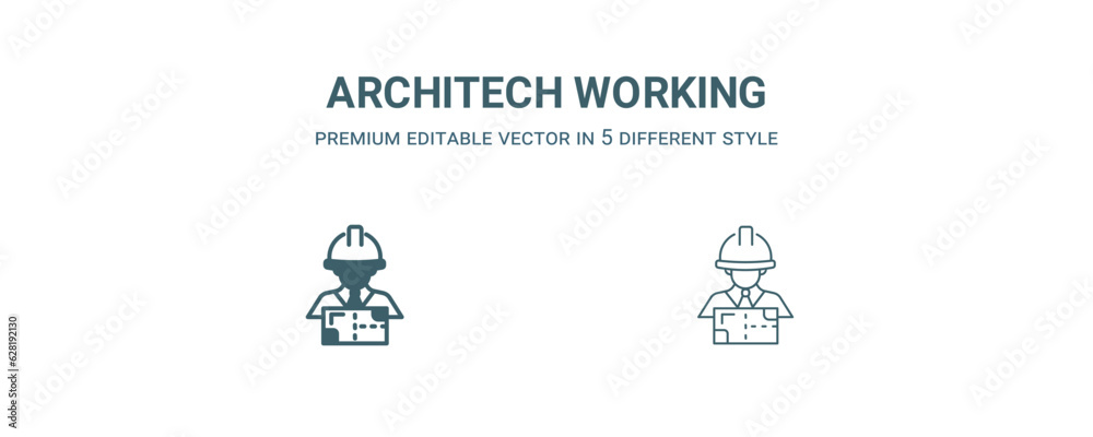 architech working icon. Filled and line architech working icon from people collection. Outline vector isolated on white background. Editable architech working symbol