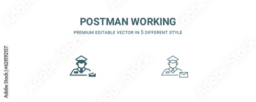 postman working icon. Filled and line postman working icon from people collection. Outline vector isolated on white background. Editable postman working symbol