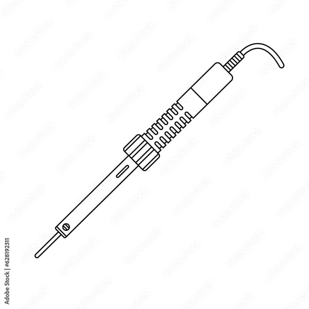 Soldering Iron Outline Icon Illustration on White Background Soldering Iron Outline Icon Illustration on White Background